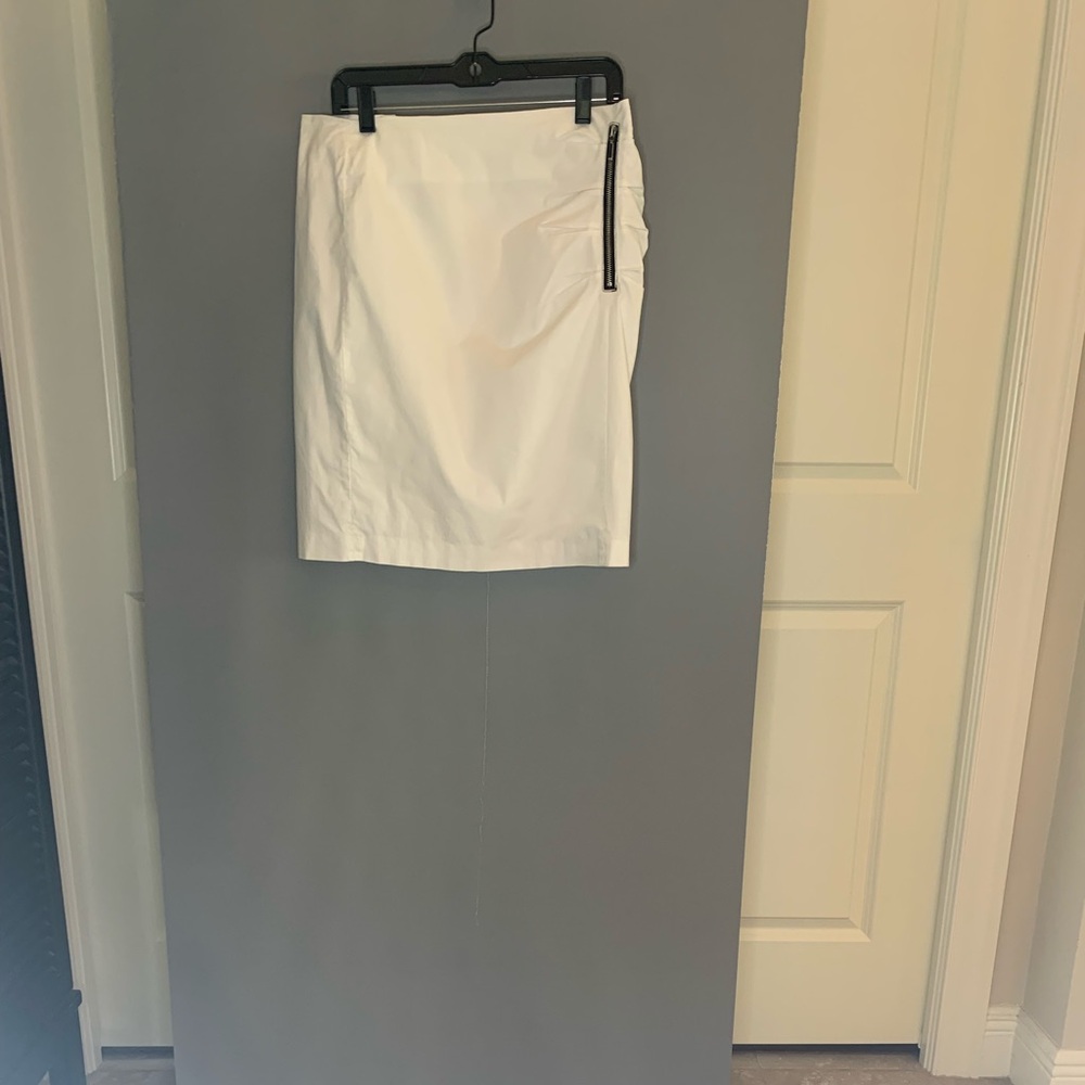 White Ruched Detail Skirt